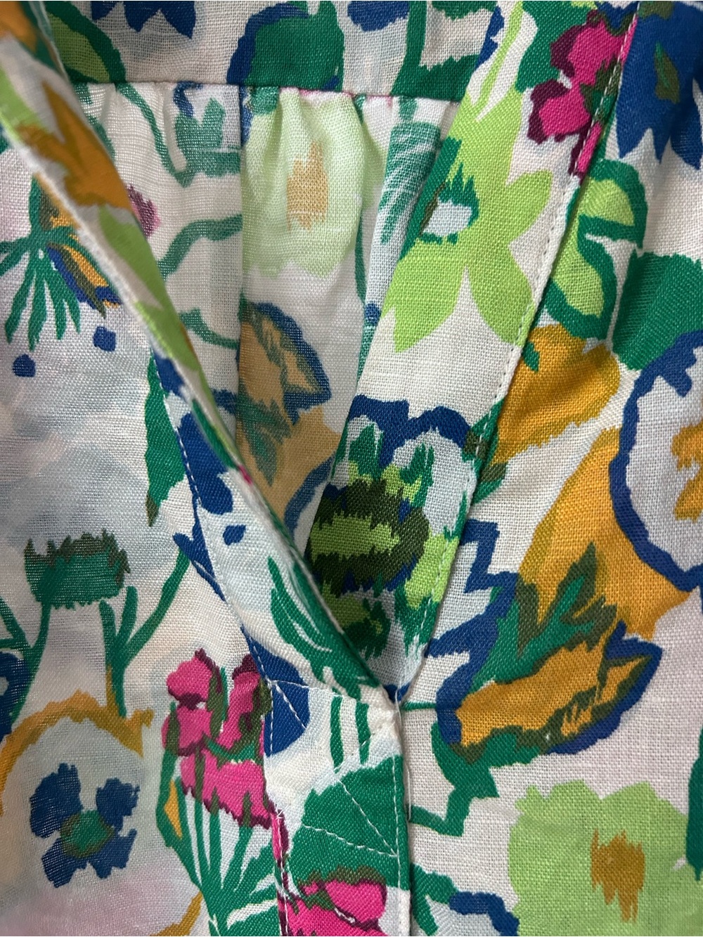 Elliott Lauren Bright Floral Short Sleeve Blouse - Green, Pink, Blue, Yellow - Picture 5 of 8